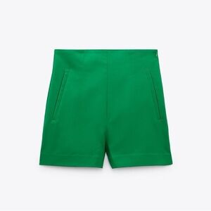 Zara High Waist Green Women's Shorts